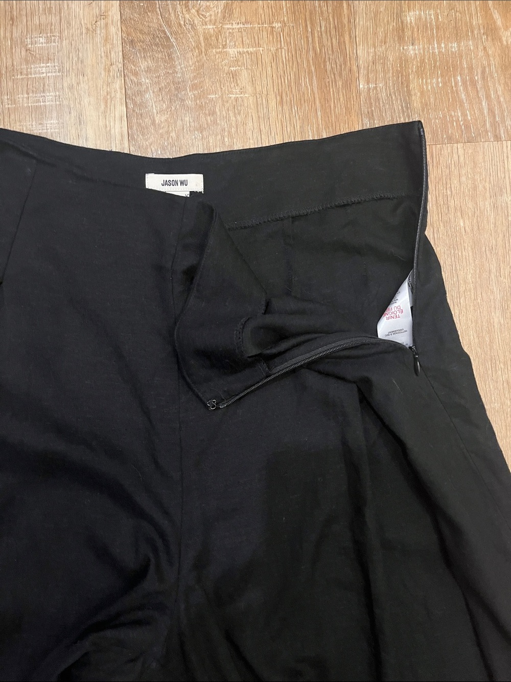 Jason Wu Black Linen Blend High Rise Wide Leg Trousers Pants Size 6 - Picture 5 of 13
